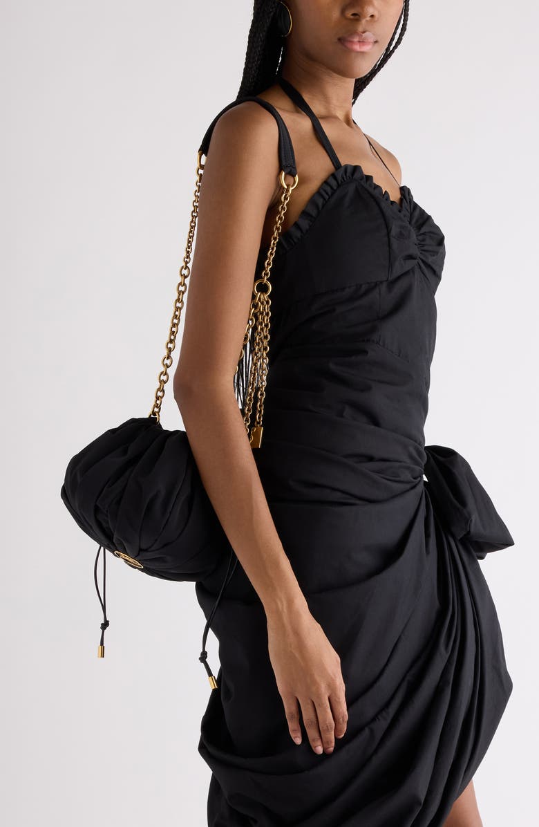 Chloé Pleated Drawstring Crossbody Bag, Alternate, color, Black
