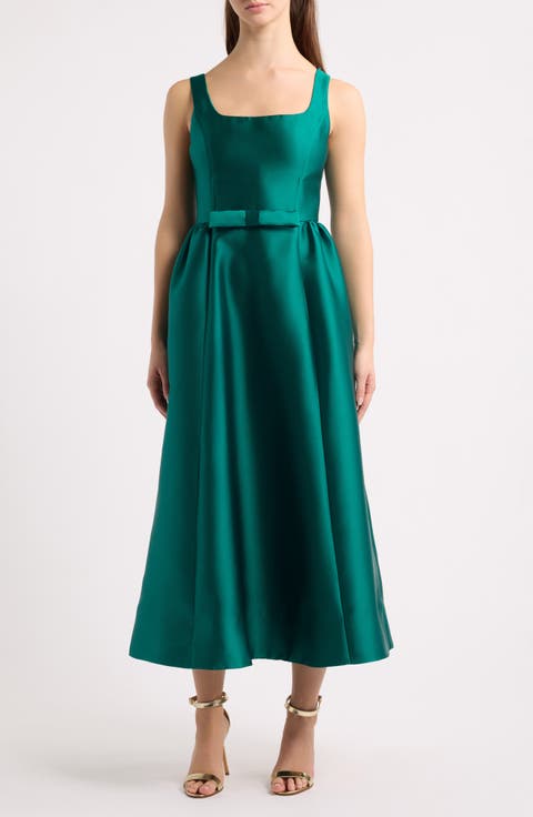Sleeveless Square Neck Midi Dress