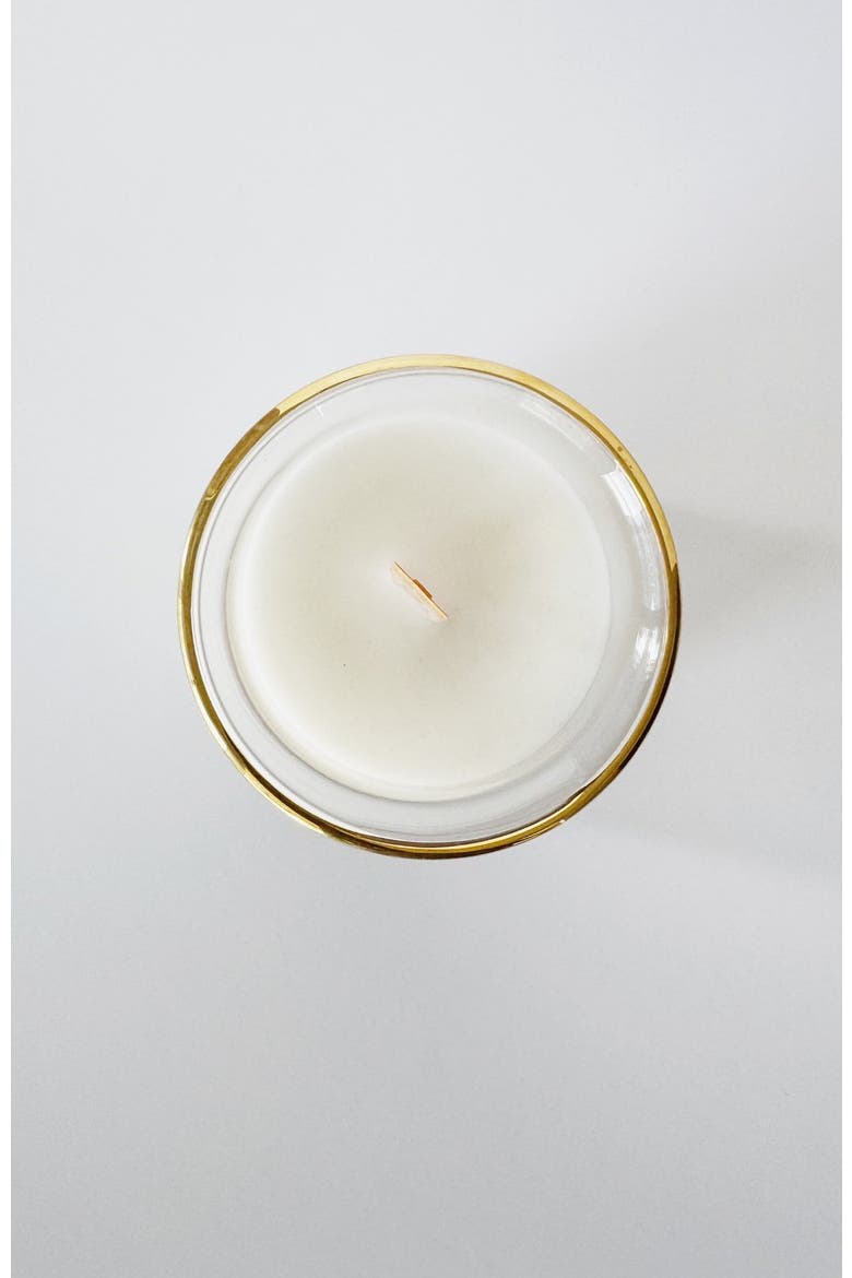 Labdanum Veil Scented Candle With Wood Wick, Alternate, color, White