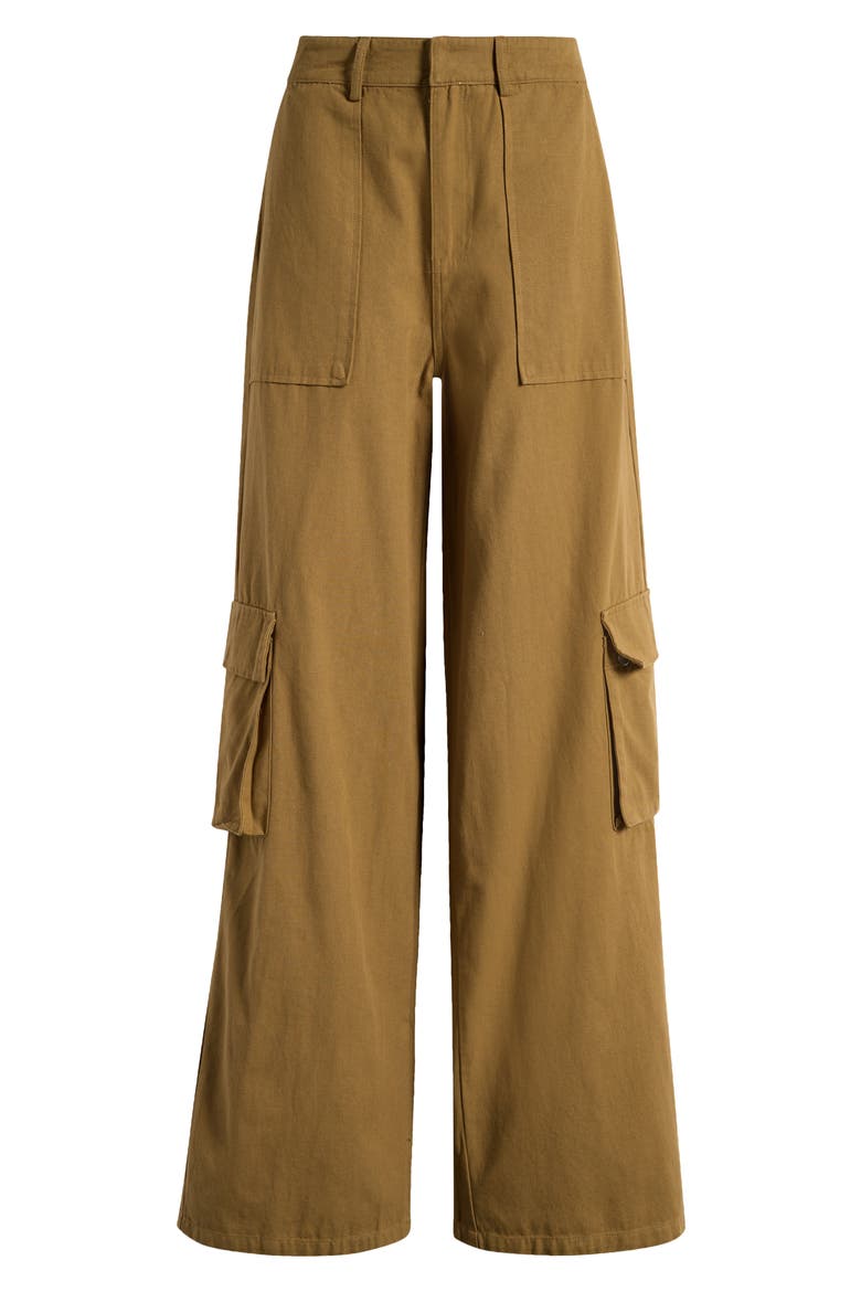 Relaxed Straight Leg Canvas Cargo Pants, Alternate, color, OLIVE