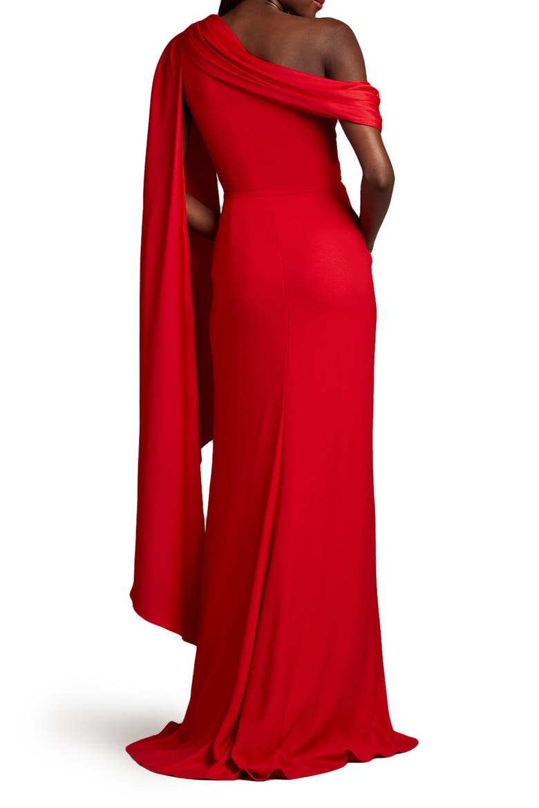 Ember One-Shoulder Draped Gown, Alternate, color, LAVA RED