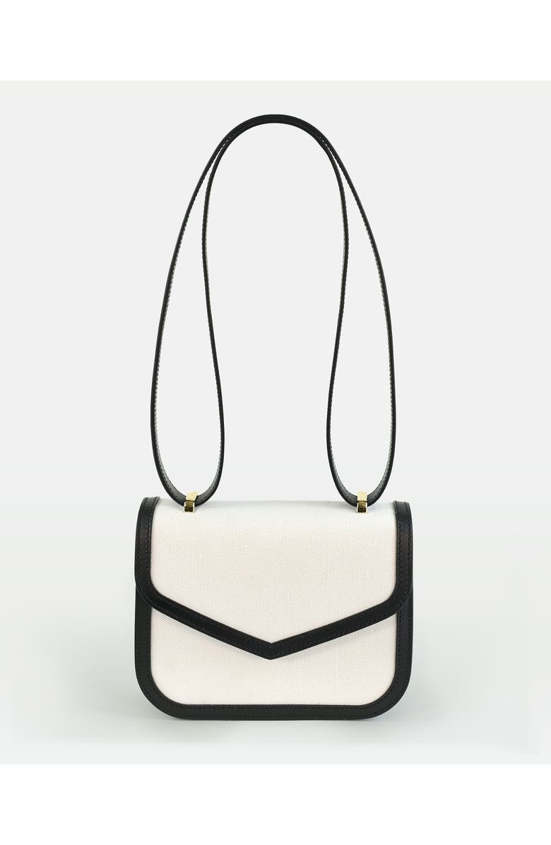 Modher Maya Crossbody Bag In Vegetable Calfskin Leather And Canvas, Main, color, Black + White
