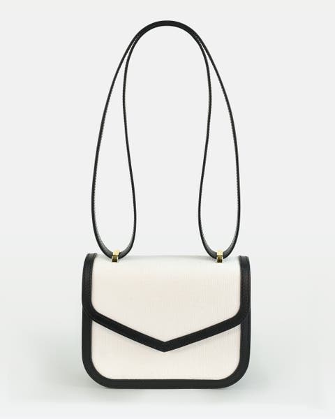 Maya Crossbody Bag In Vegetable Calfskin Leather And Canvas