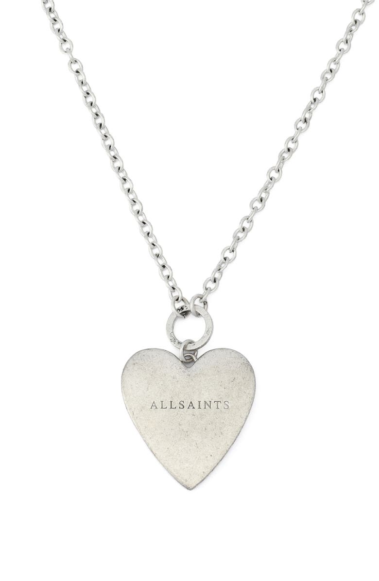 AllSaints Heart Pendant Necklace, Alternate, color, Warm Silver