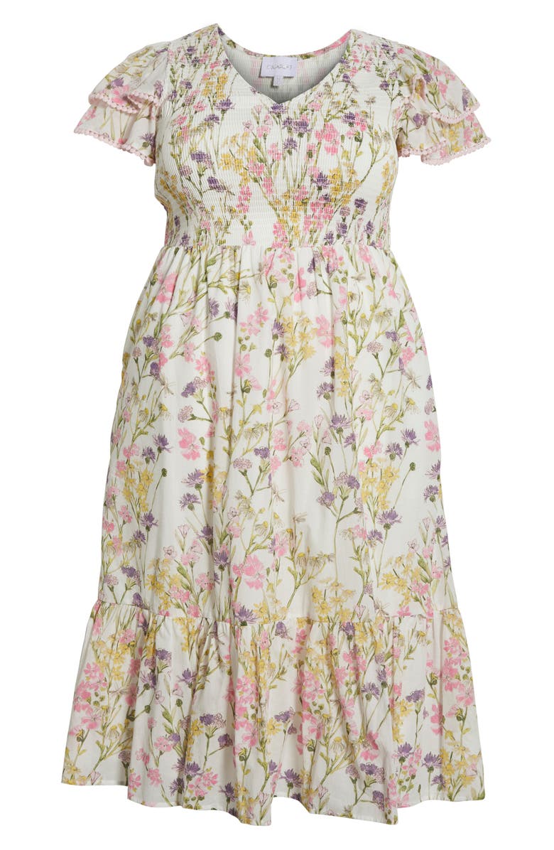 SUGARLIPS Lita Floral Tiered Cotton Dress, Alternate, color, White/ Multi