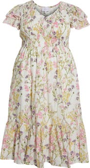 SUGARLIPS Lita Floral Tiered Cotton Dress