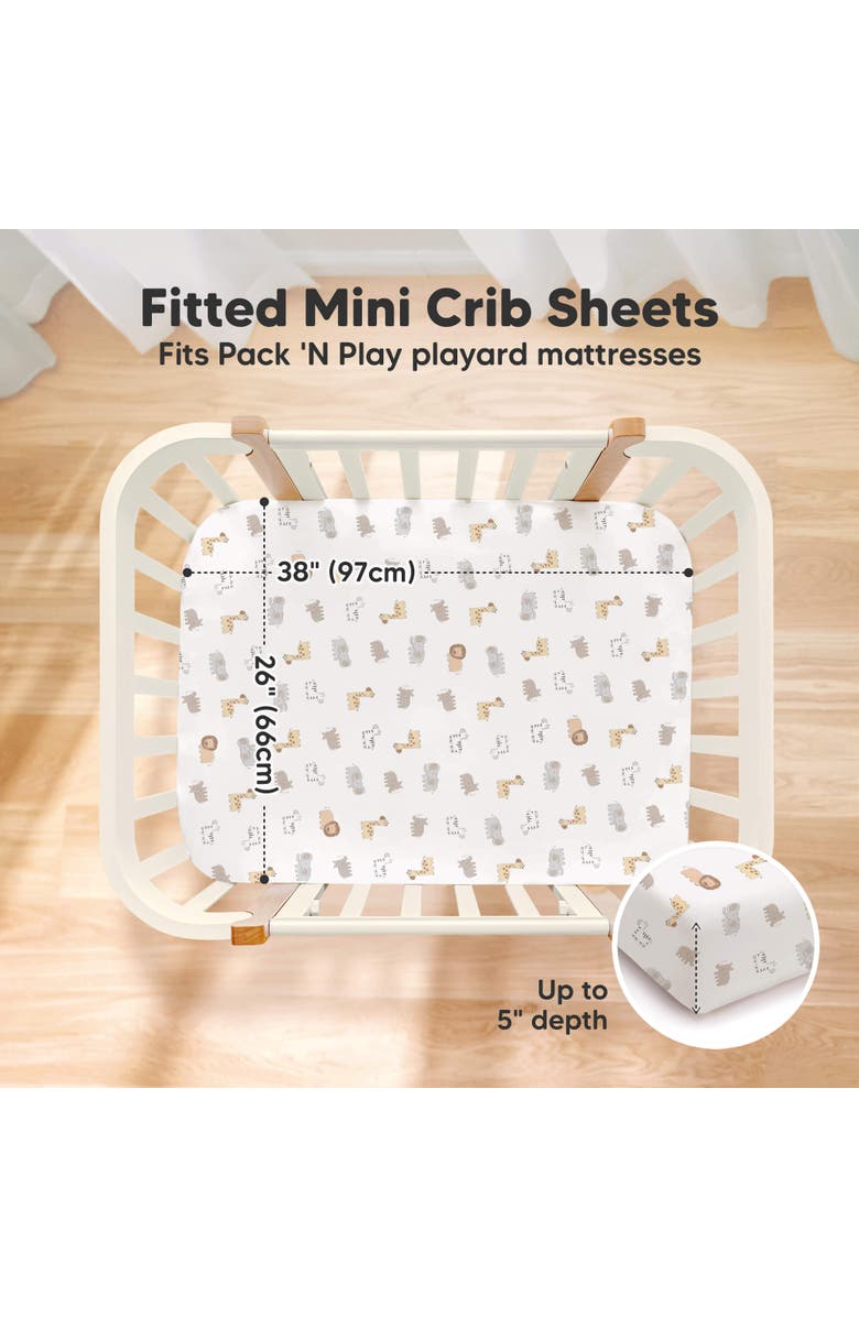 KeaBabies 2-Pack Soothe [Protect+] Waterproof Mini Crib Sheets, Alternate, color, Keasafari