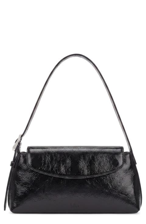 Yara Crinkle Leather Baguette Bag