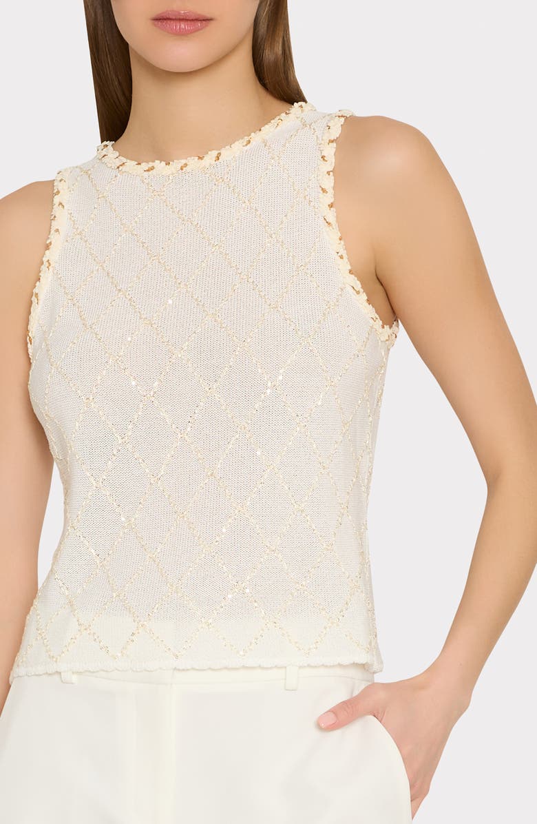 Milly Meli Beaded Sleeveless Sweater, Alternate, color, Off White