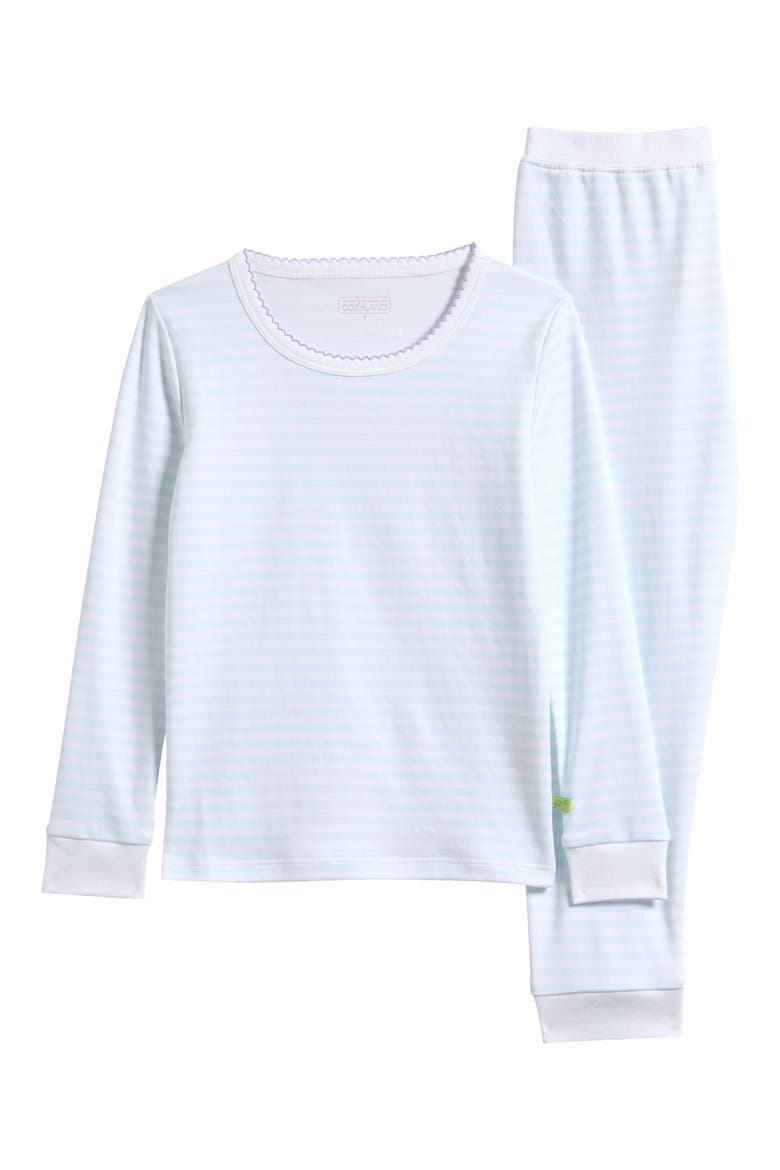 Kids' Riley Fitted Two-Piece Pima Cotton Pajamas, Main, color, SKY STRIPE