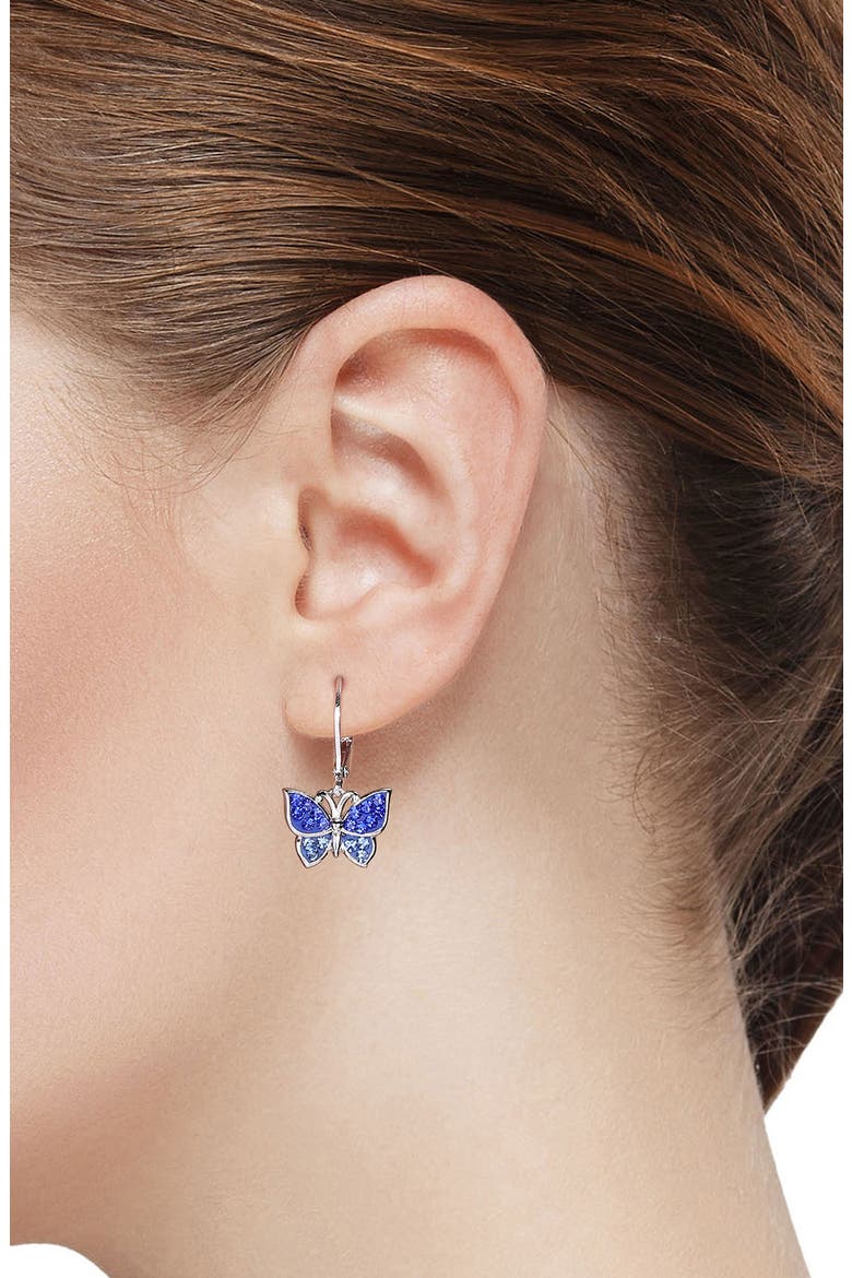 Kids' Crystal Butterfly Earrings, Alternate, color, BLUE