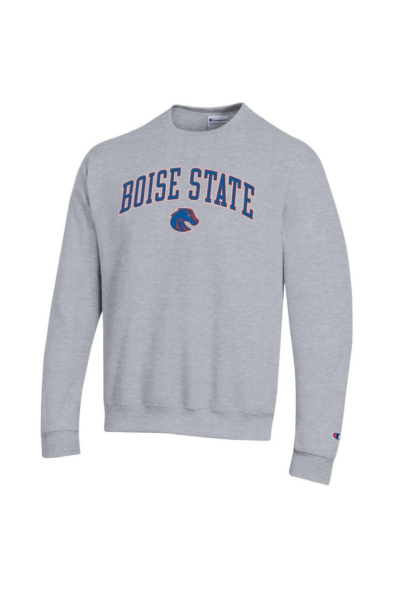Men's Champion  Heather Gray Boise State Broncos Arch Over Logo Pullover Sweatshirt, Alternate, color, Heather Gray