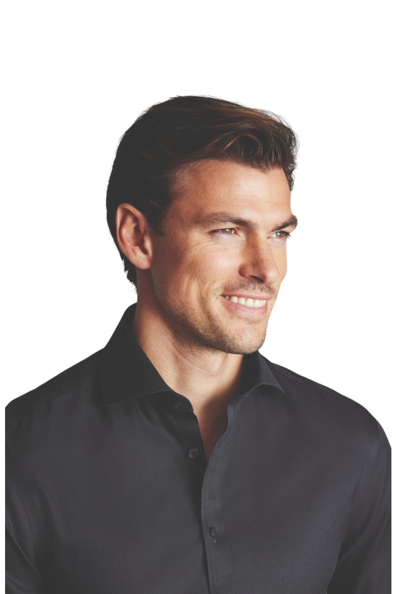 Non-Iron Twill Shirt, Alternate, color, Charcoal Grey