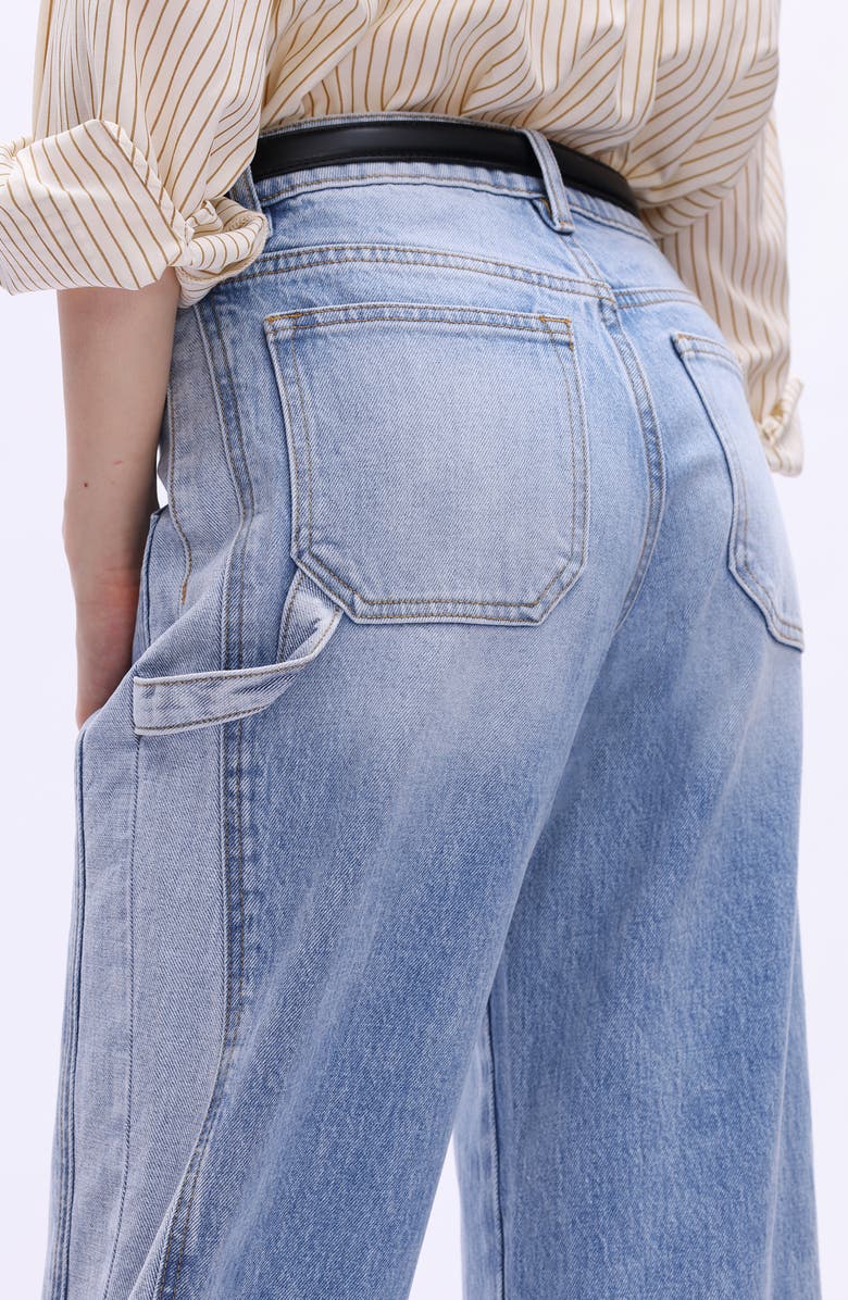 Bayeas Paneled Mid Rise Wide Leg Carpenter Jeans, Alternate, color, Light Blue