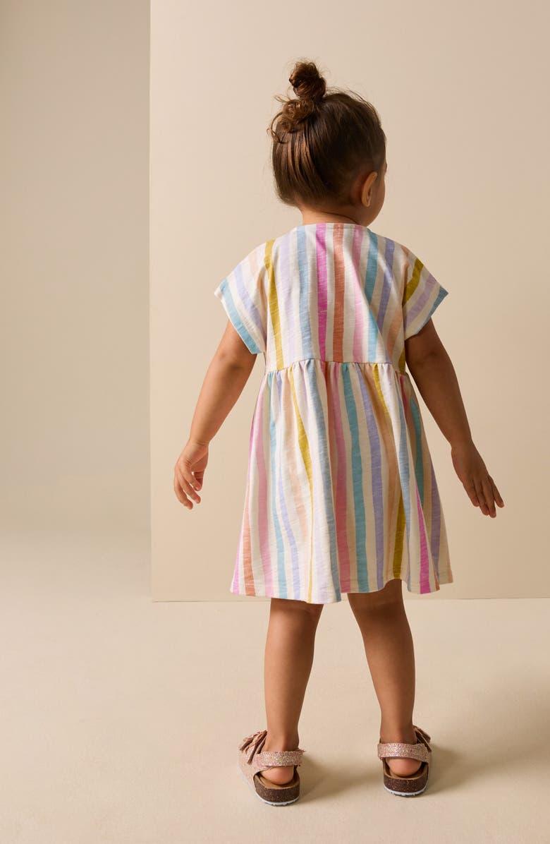 NEXT Kids' Rainbow Cotton Button-Up Dress, Alternate, color, White Multi