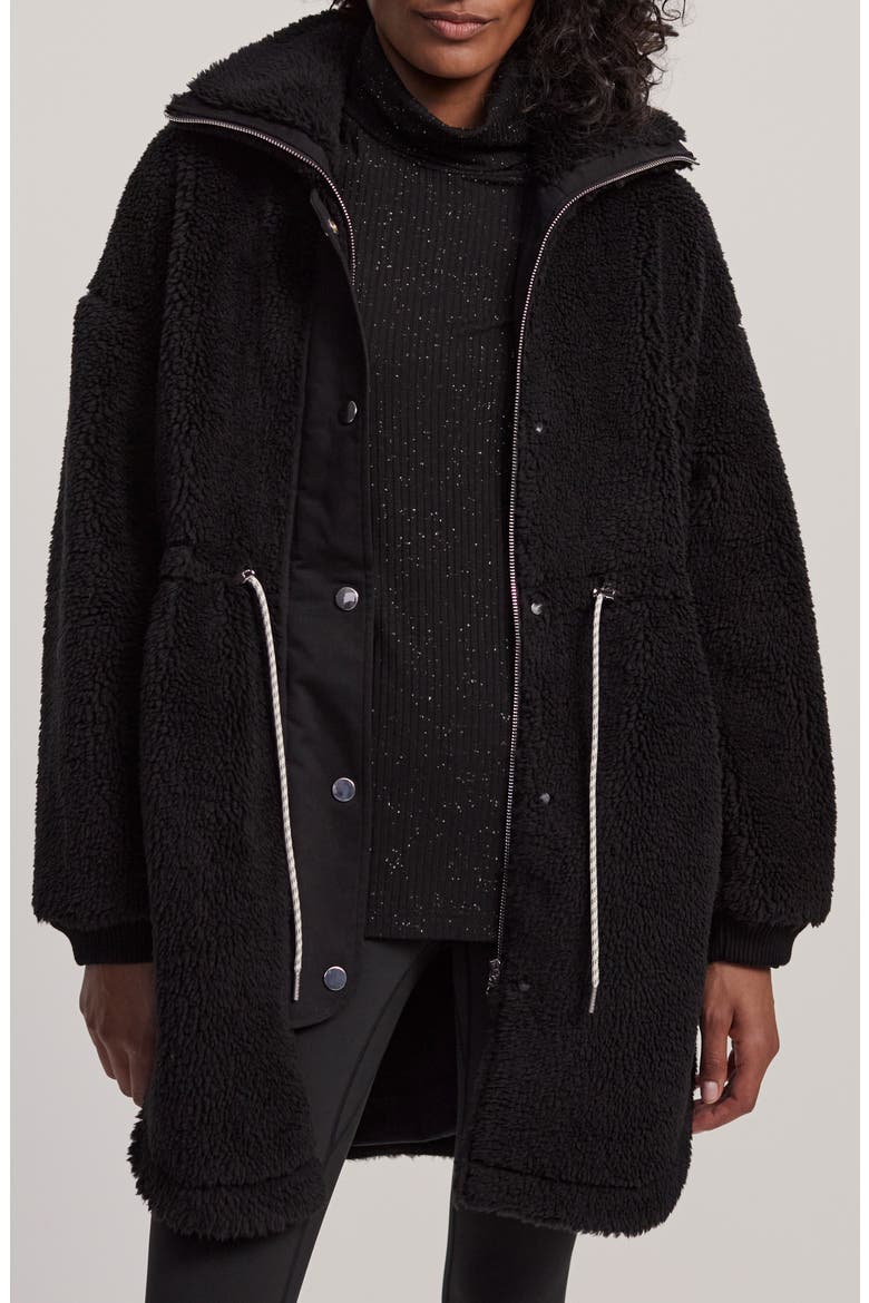 Jamie Faux Shearling Coat, Main, color, BLACK