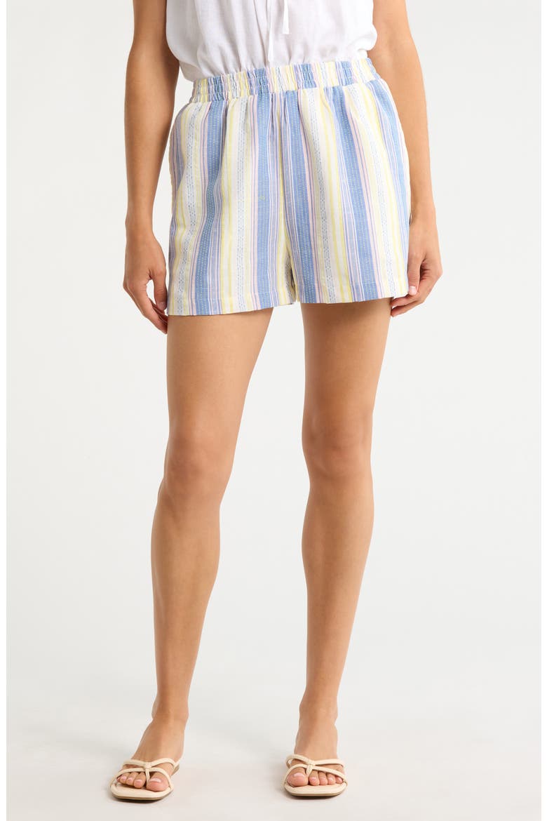 Vexie Striped High Waisted Shorts, Main, color, BLUE-MULTI