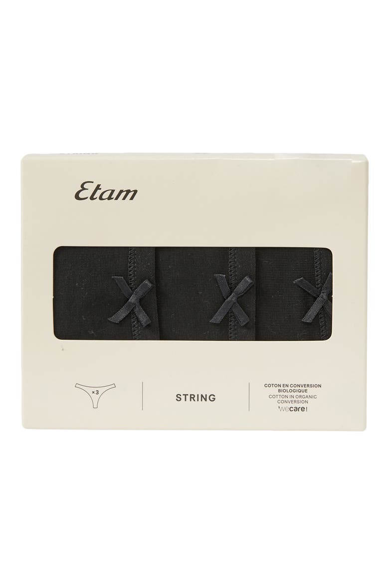 Jack 3-Pack Cotton Thongs, Alternate, color, BLACK