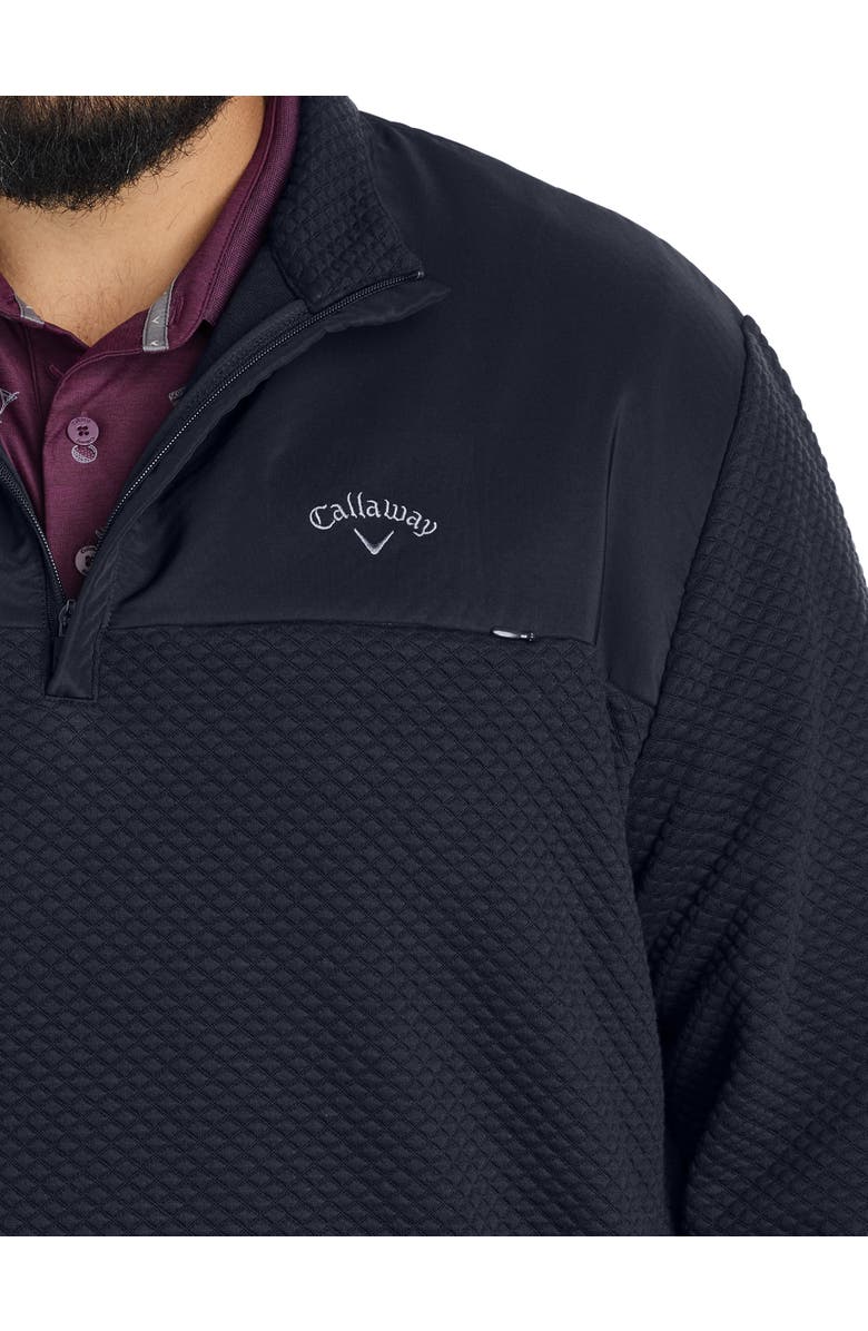 Callaway Big & Tall Mixed Media 1/4 Zip Performance Pullover, Alternate, color, Caviar