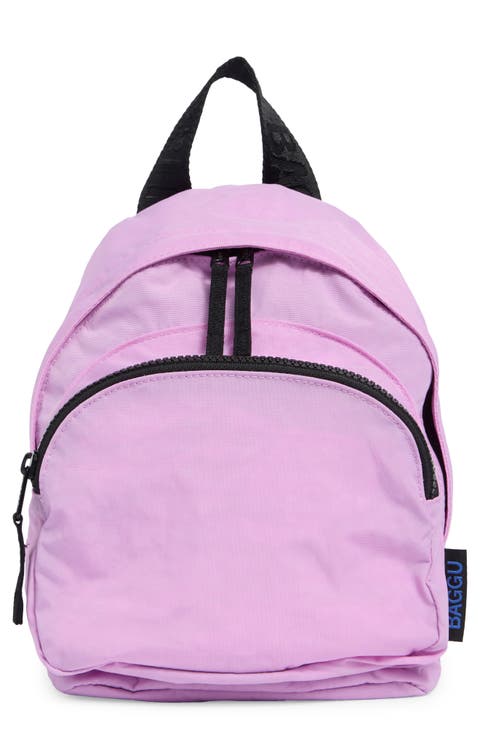 Mini Faux Snakeskin Nylon Backpack
