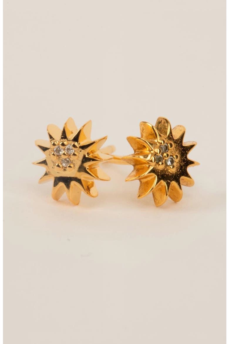 Starburst Stud Earrings, Main, color, Gold