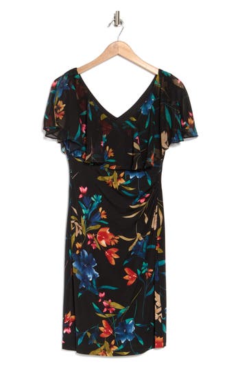 Connected Apparel Floral Cape Dress