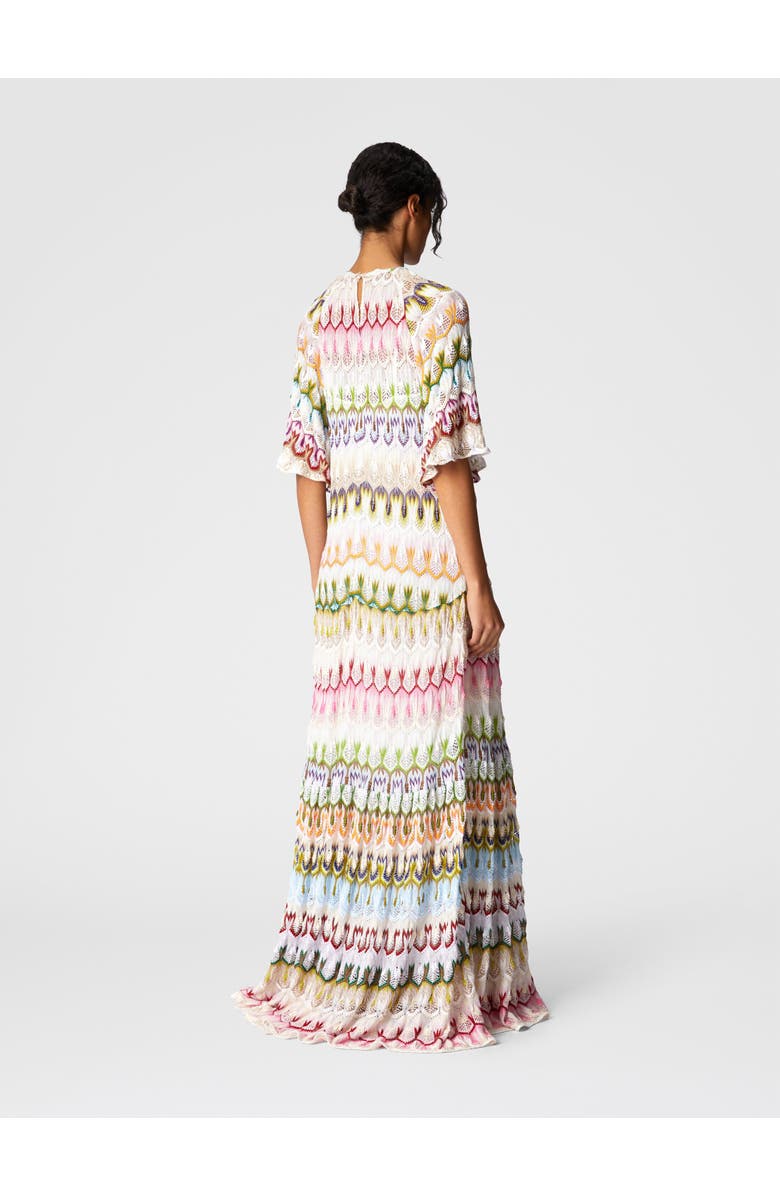 Missoni Short Sleeve Long Dress With Floral Lace Details, Alternate, color,
