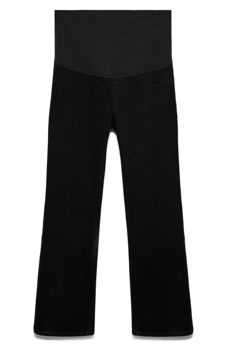 MANGO Over the Bump Flare Maternity Jeans, Alternate, color, Black Denim