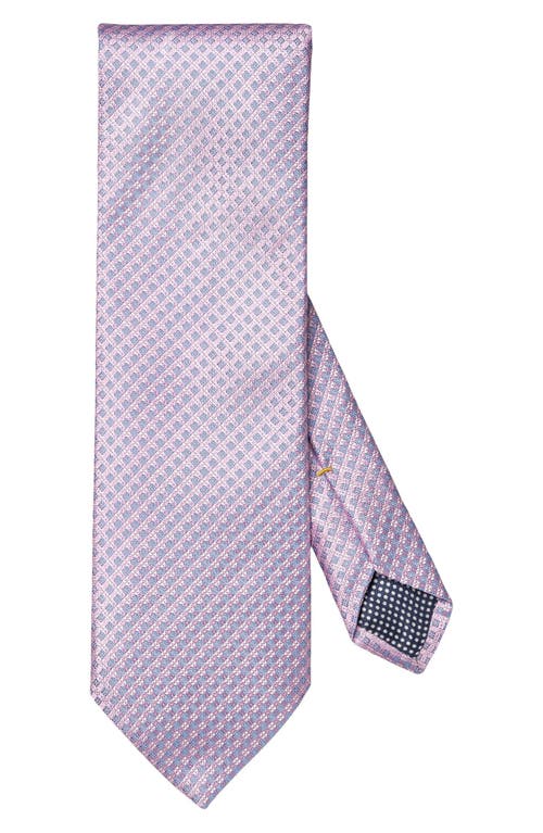 Eton Pink Geometric Pattern Silk Jacquard Tie In Blue