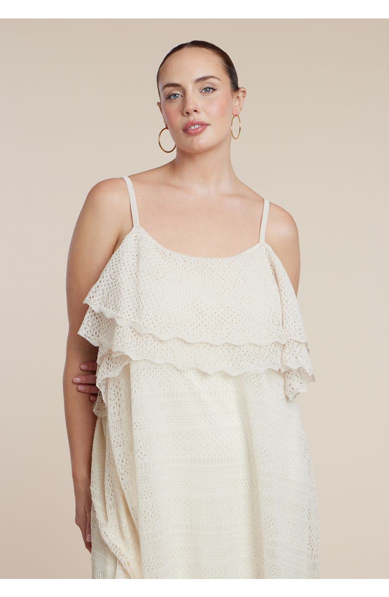 ELOQUII Crochet Knit Maxi Dress, Alternate, color, Irish Cream