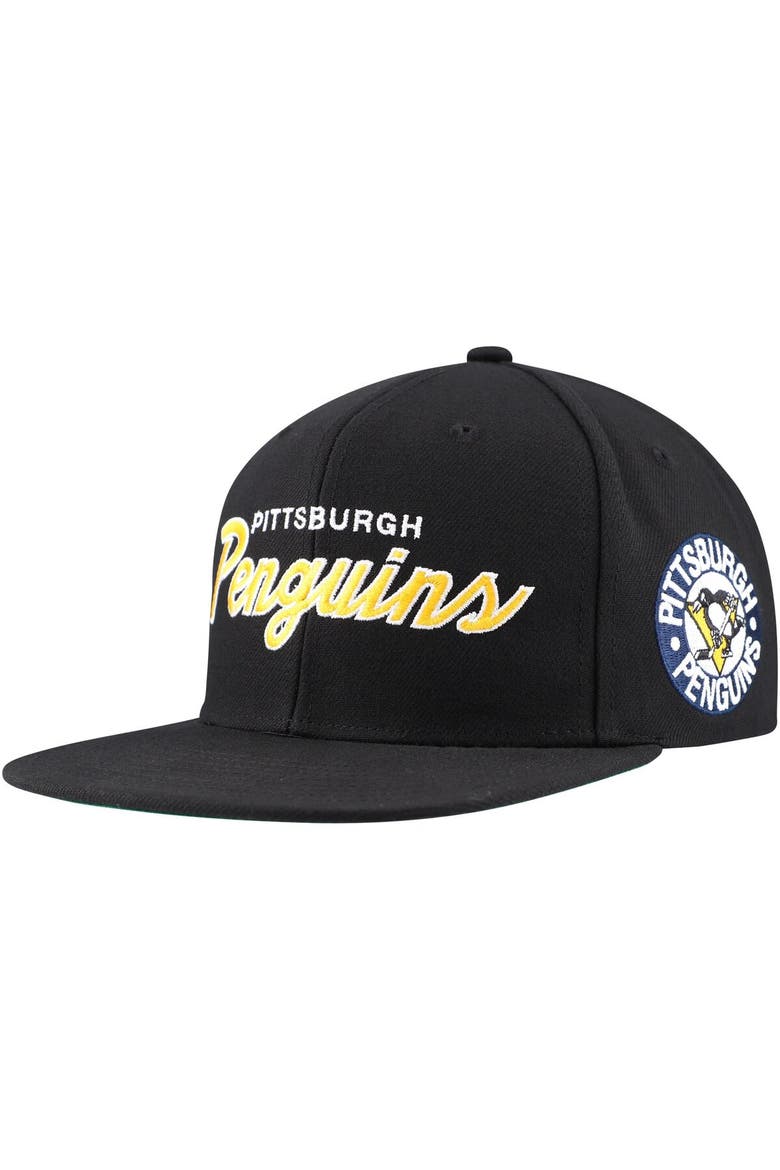 Men's Mitchell & Ness Black Pittsburgh Penguins Core Team Script 2.0 Snapback Hat, Main, color, Black