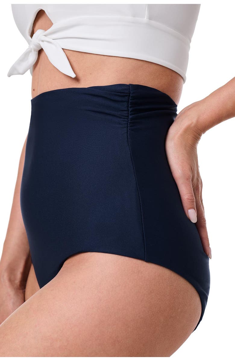 Coolibar Women's Ultra High Rise Swim Bottoms - UPF 50+ Sun Protection - Golden Isles, Alternate, color, Navy