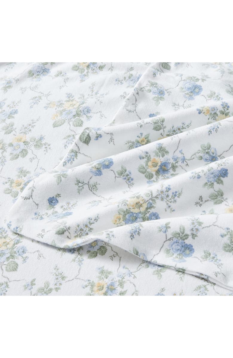 Laura Ashley Le Fleur Cotton Flannel Sheet Set, Alternate, color, Light Pastel Blue