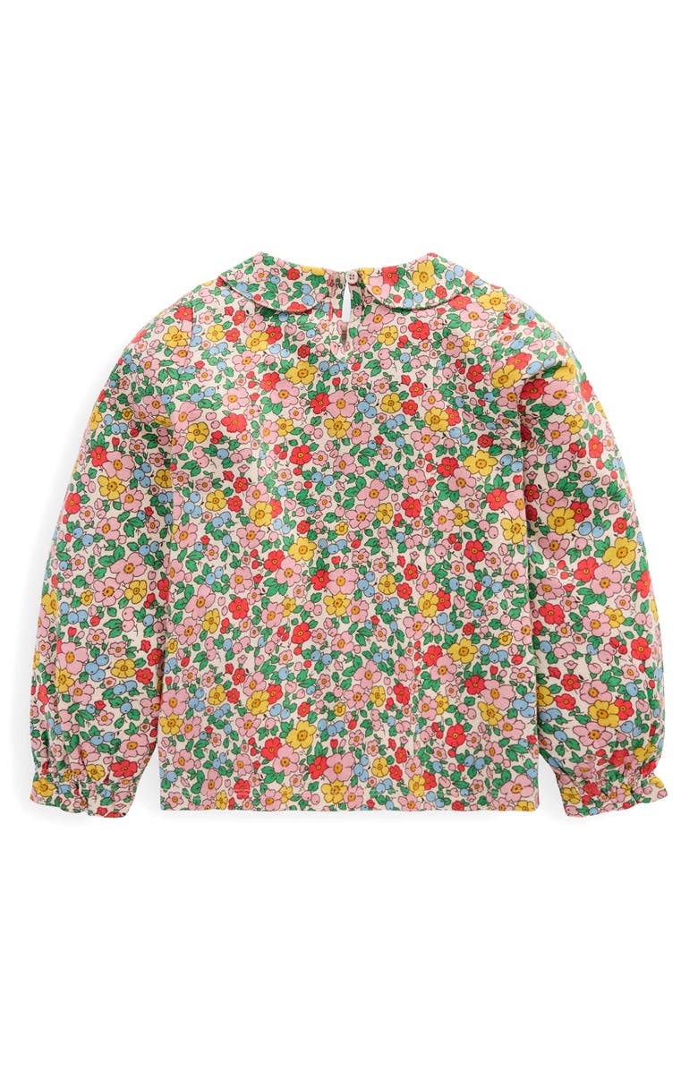 Mini Boden Kids' Floral Peter Pan Collar Cotton Jersey Top, Alternate, color, 