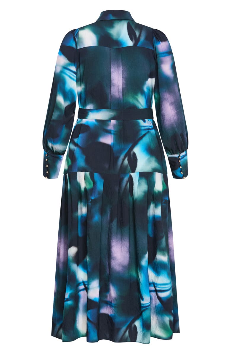 City Chic Haze Bloom Long Sleeve Shirtdress, Alternate, color,