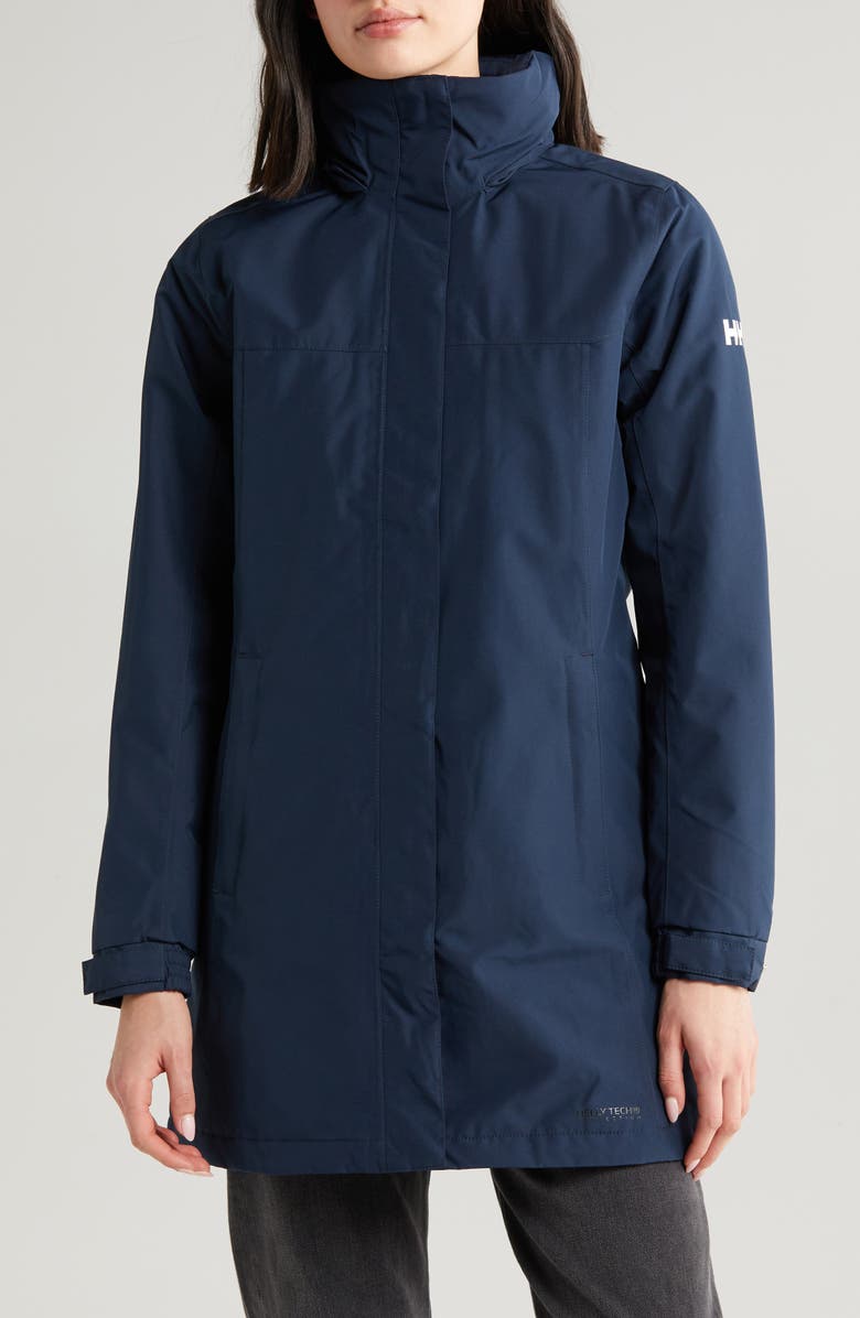 Helly Hansen Aden Hooded Waterproof Insulated Rain Jacket, Alternate, color, 597 Navy