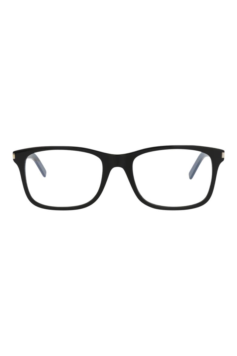 54mm Square Optical Glasses, Main, color, BLACK BLACK TRANSPARENT