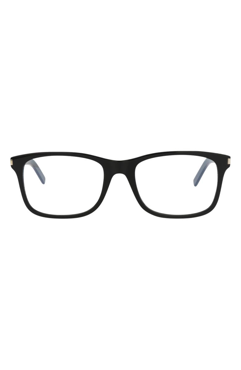 Saint Laurent 54mm Square Optical Glasses, Main, color, Black Black Transparent