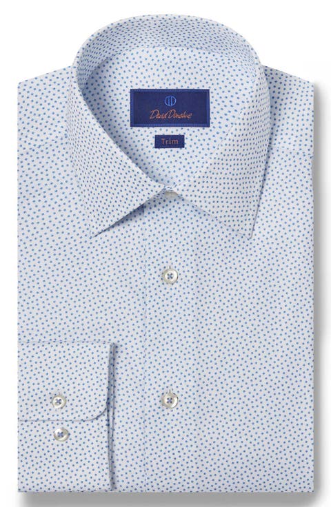 Trim Fit Twill Tossed Box Print Dress Shirt