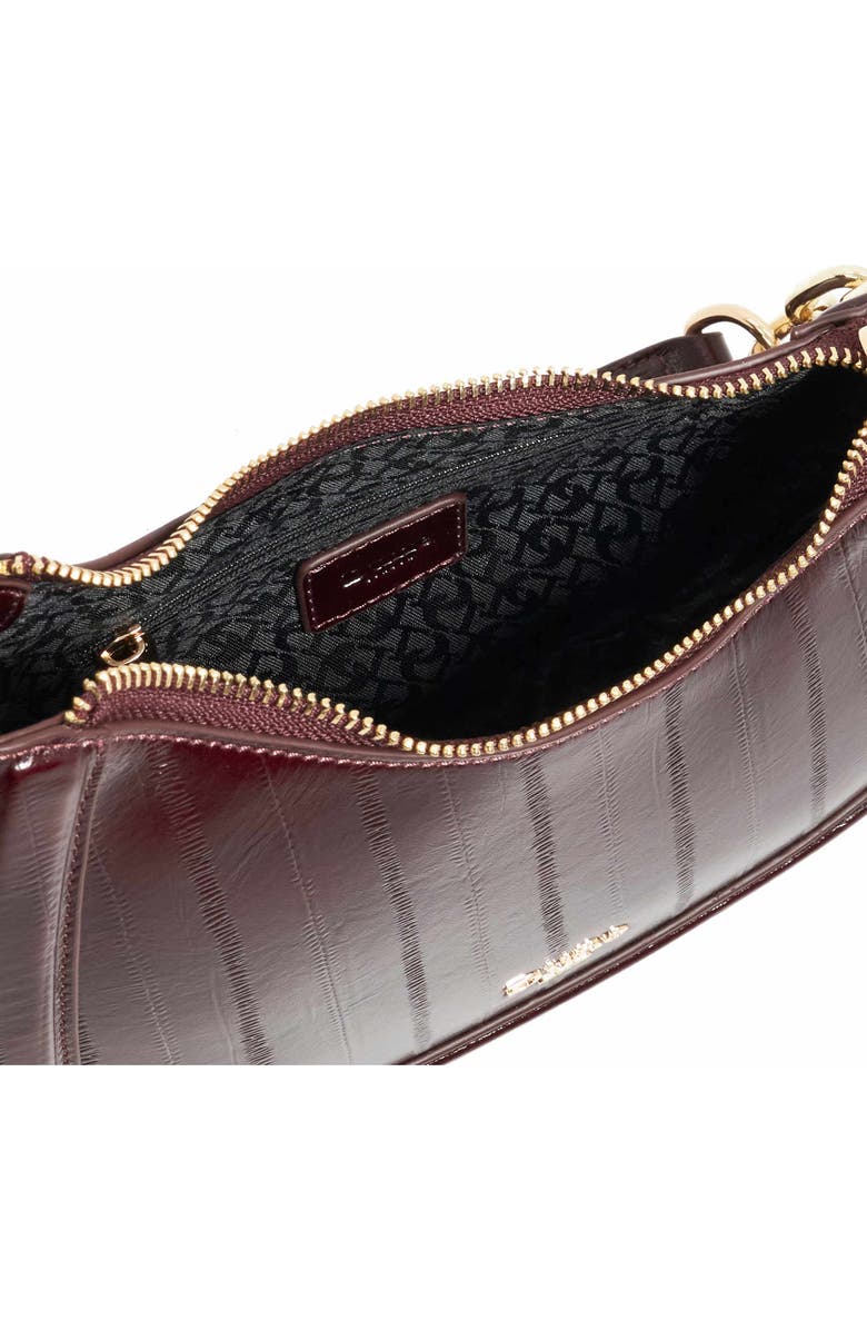 Dune London Direction Leather Shoulder Bag, Alternate, color, Burgundy