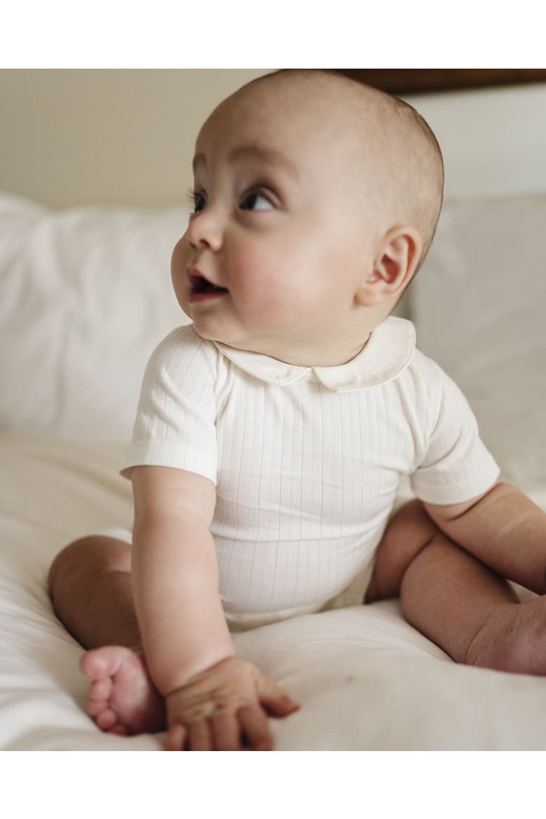 Wide Rib Cotton - Rosebud Collection- Boy Romper, Alternate, color, Blue/Ivory