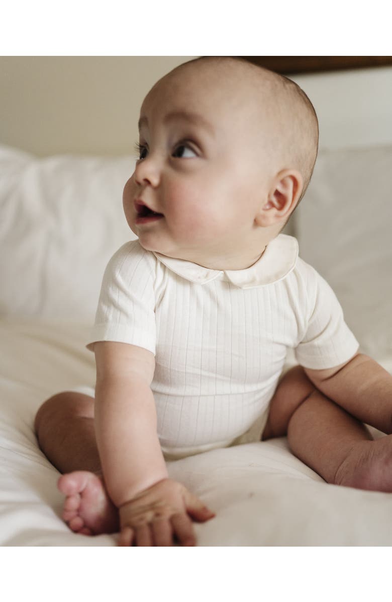 Ely's & Co. Wide Rib Cotton - Rosebud Collection- Boy Romper, Alternate, color, Blue/Ivory