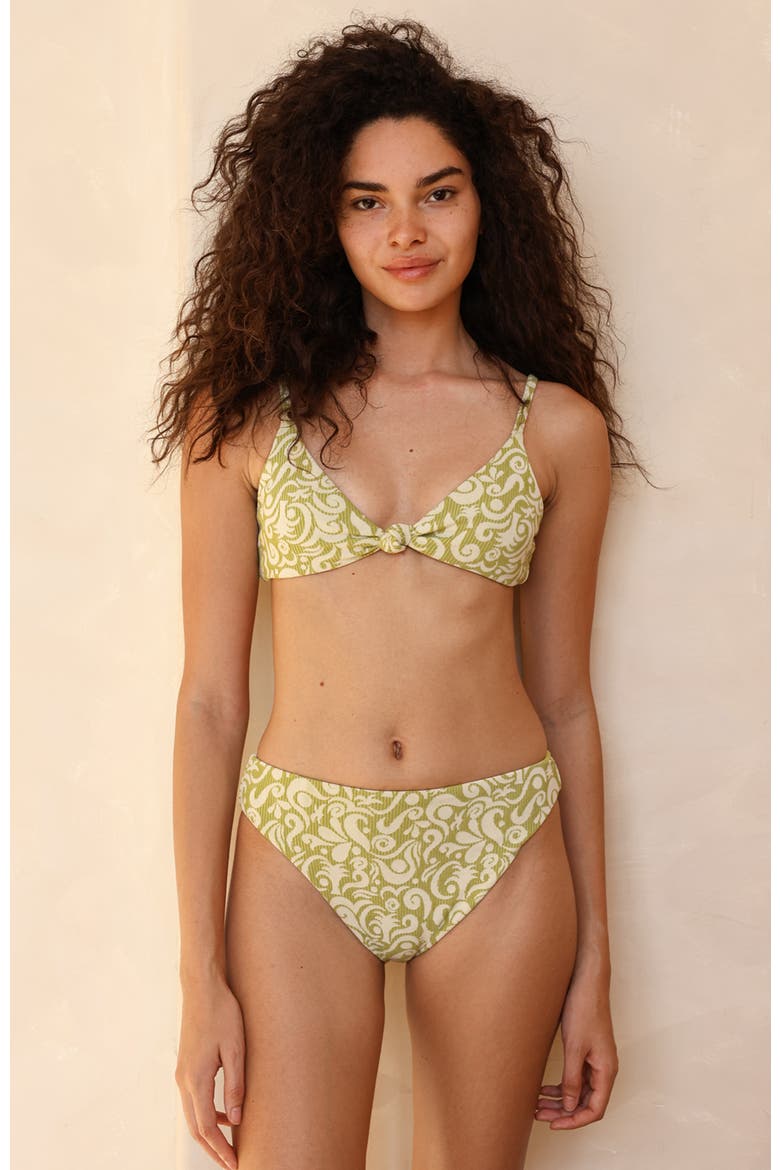 Seashore High Waist Cheeky Bikini Bottom, Main, color, Twin Fin Matcha