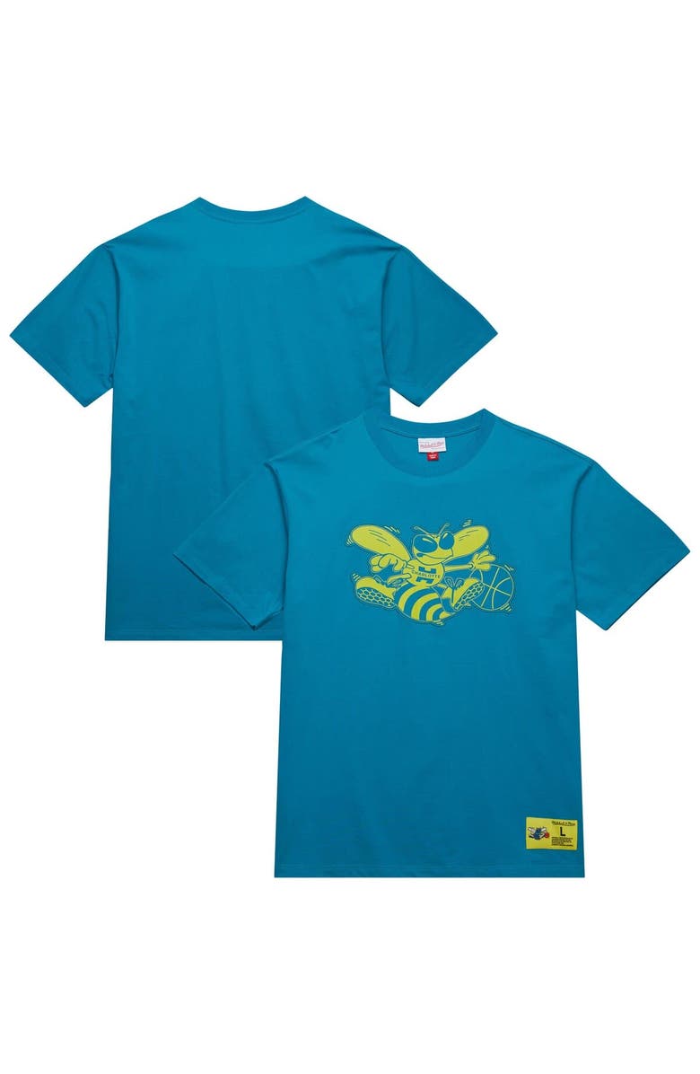 Mitchell & Ness Men's Mitchell & Ness Teal Charlotte Hornets Hardwood Classics Neon Nights Premium T-Shirt, Main, color, Teal