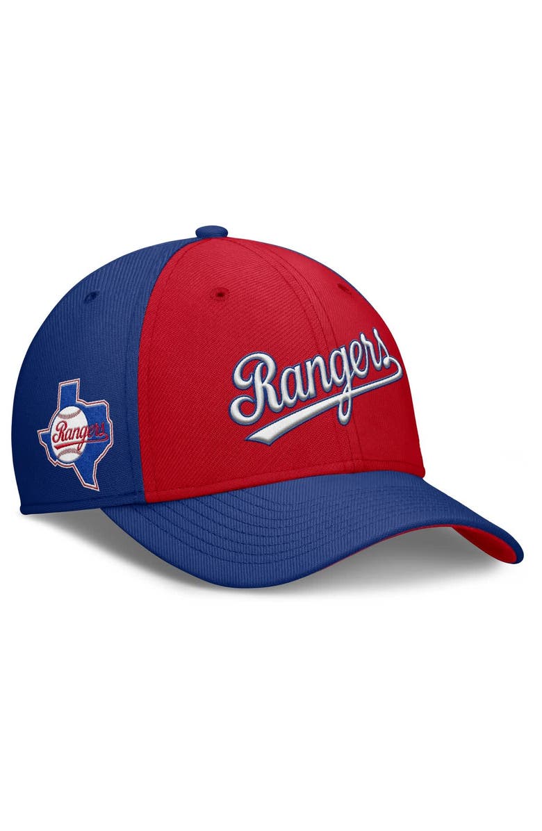 Nike Men's Nike Royal/Red Texas Rangers Rise Swoosh Performance Flex Hat, Alternate, color, Royal