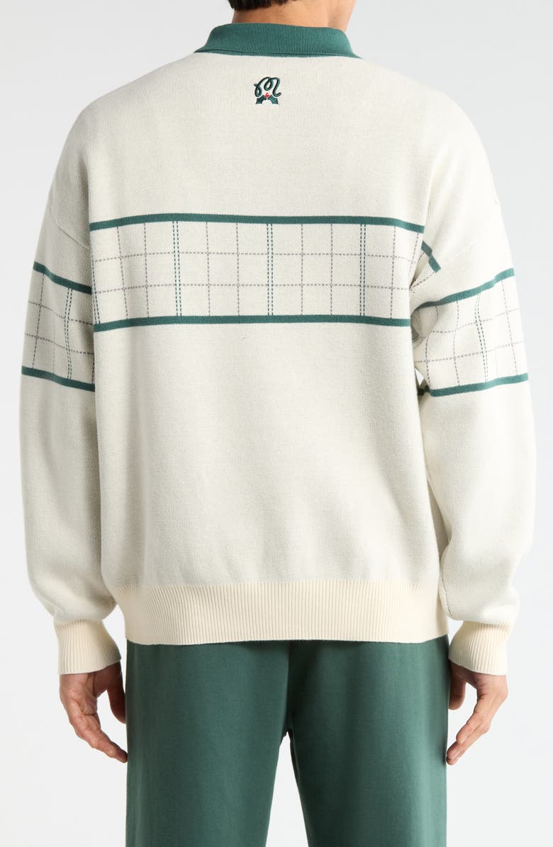 Malbon Golf Bennett Plaid Quarter Zip Sweater, Alternate, color, Heather Ivory