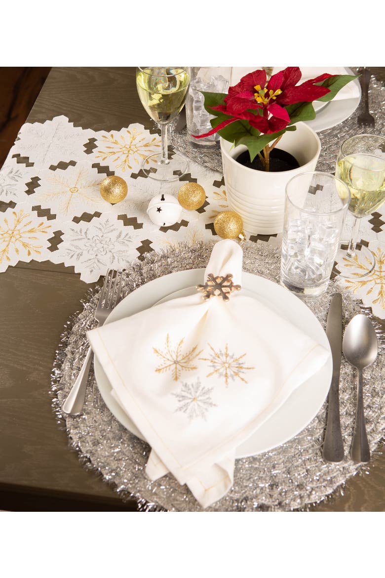 Sparkle Snowflakes Embroidered Napkin Set/6, Alternate, color, Sparkle Snowflakes