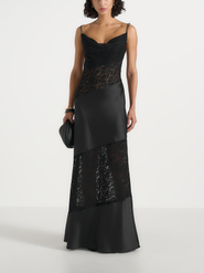 Manière De Voir Naya Asymmetric Lace Maxi Dress
