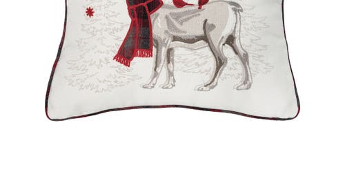 C & F Home C&f Home Frosty Reindeer Deer & Cardinal Embellished Accent Throw Pillow, 18" X 18" In White