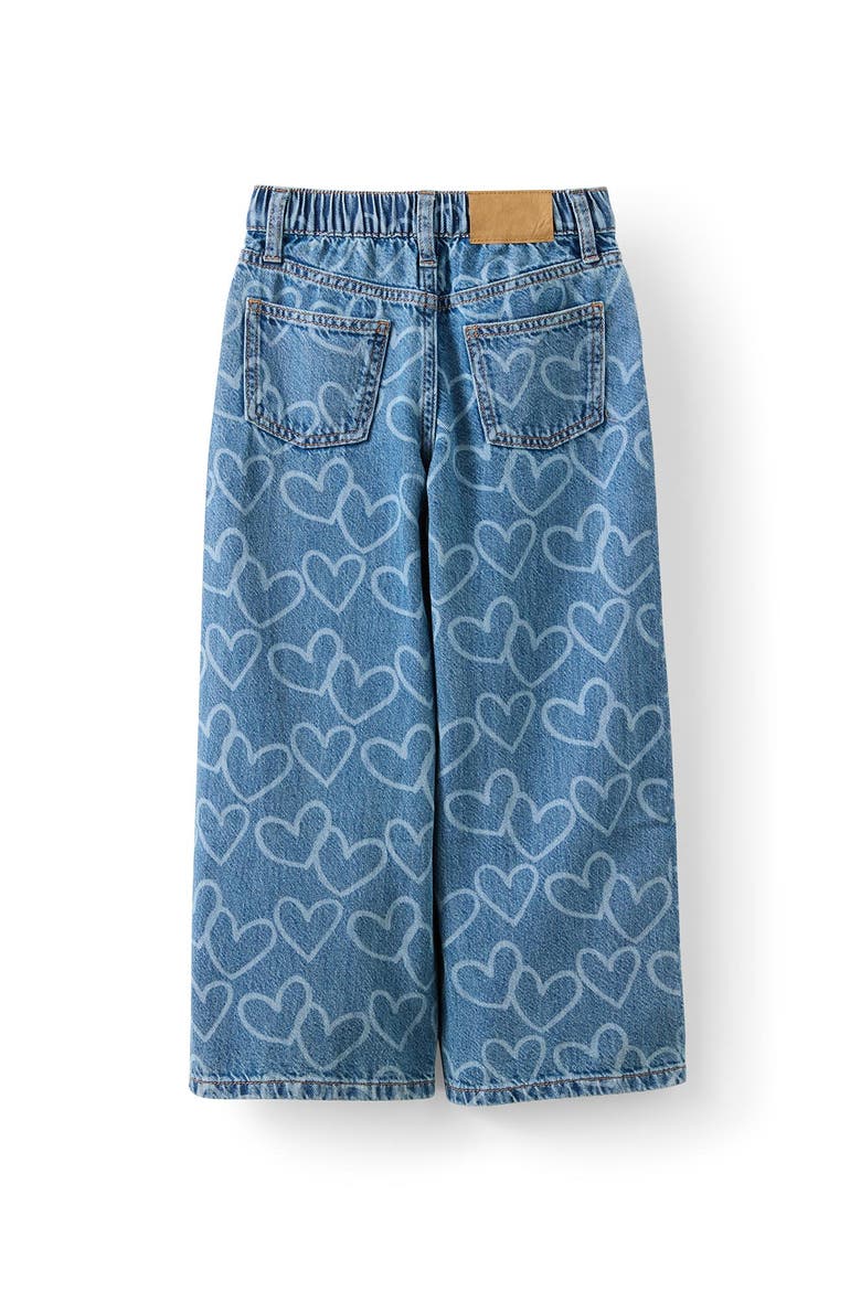 Kid's Super Wide Leg Denim Jean, Alternate, color, Blue Haven Mid Blue Hearts